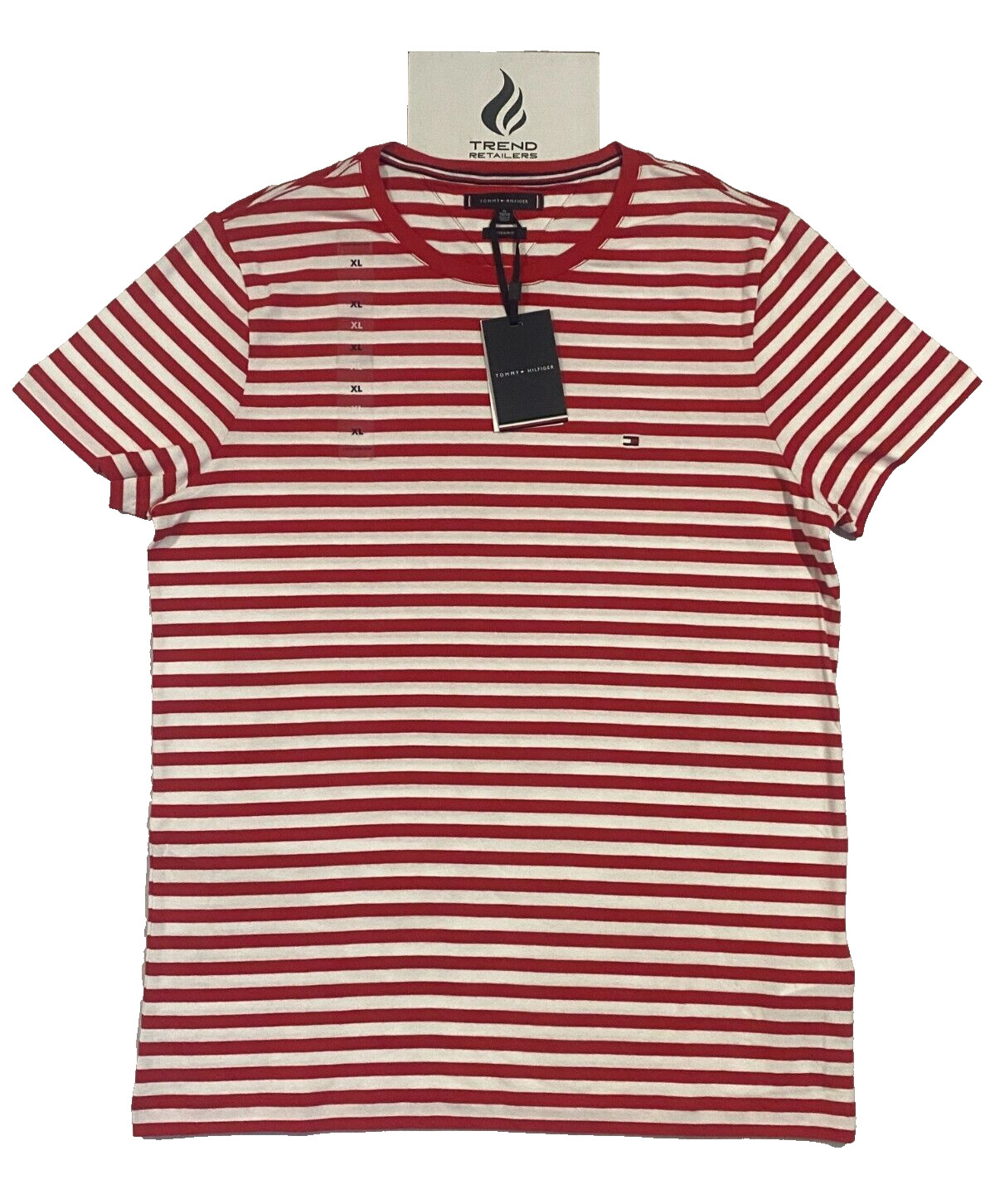 Tommy Hilfiger Extra Slim Fit Primary T-Shirt Red Stripe Men Size XL MW10800-979