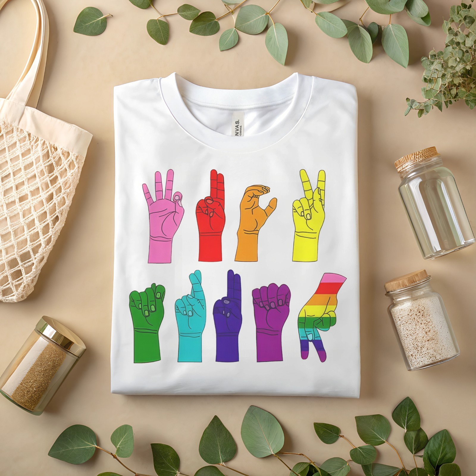 Rainbow ASL Love Hands Shirt Sign Language Pride Graphic Tee for Equality A436