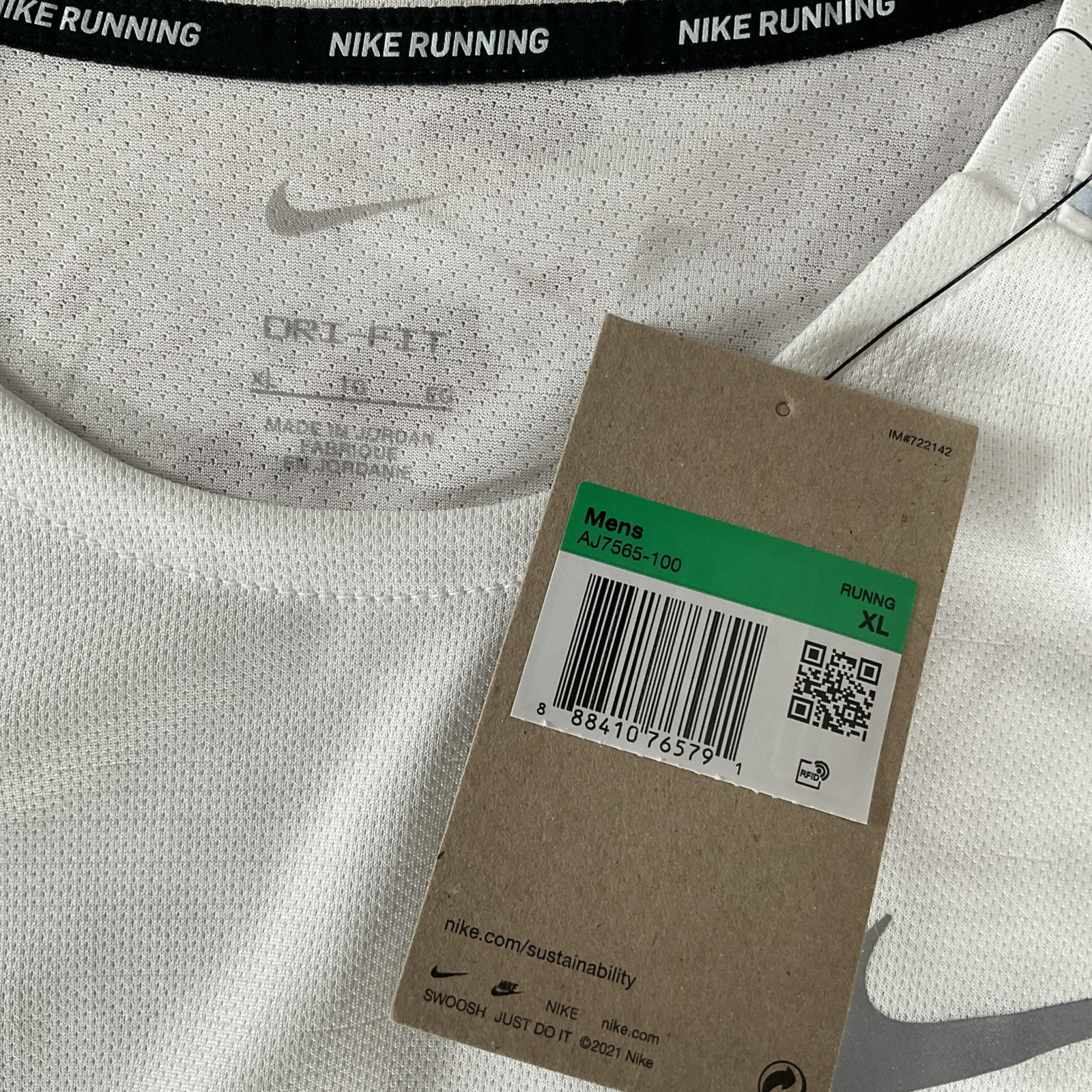 Nike Running Miler Dri Fit Short Sleeve Shirt XL White