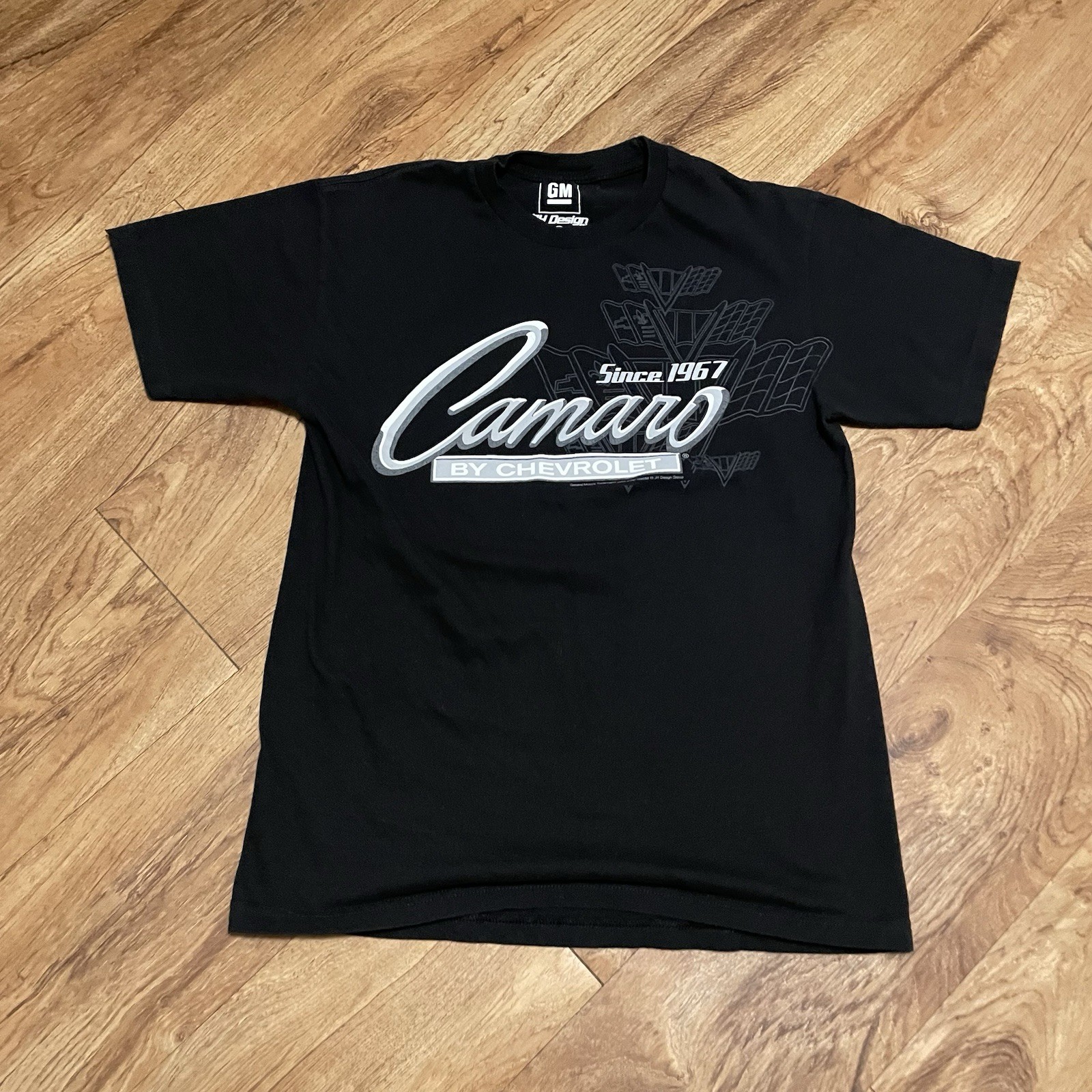 Camaro Tshirt Mens Medium JH Design Chevy Muscle Car Graphics Hot Rod Blue Tee