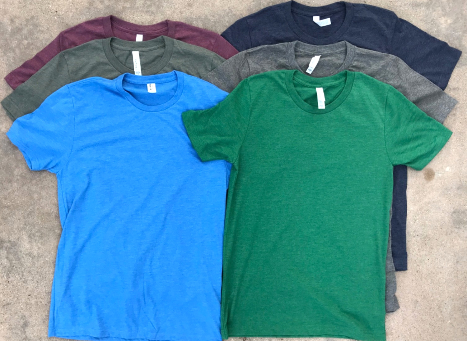 6 Pack Large T, 5 Bella Canvas CVC3001 and 1 Blue AllMade, Assortment of Colors