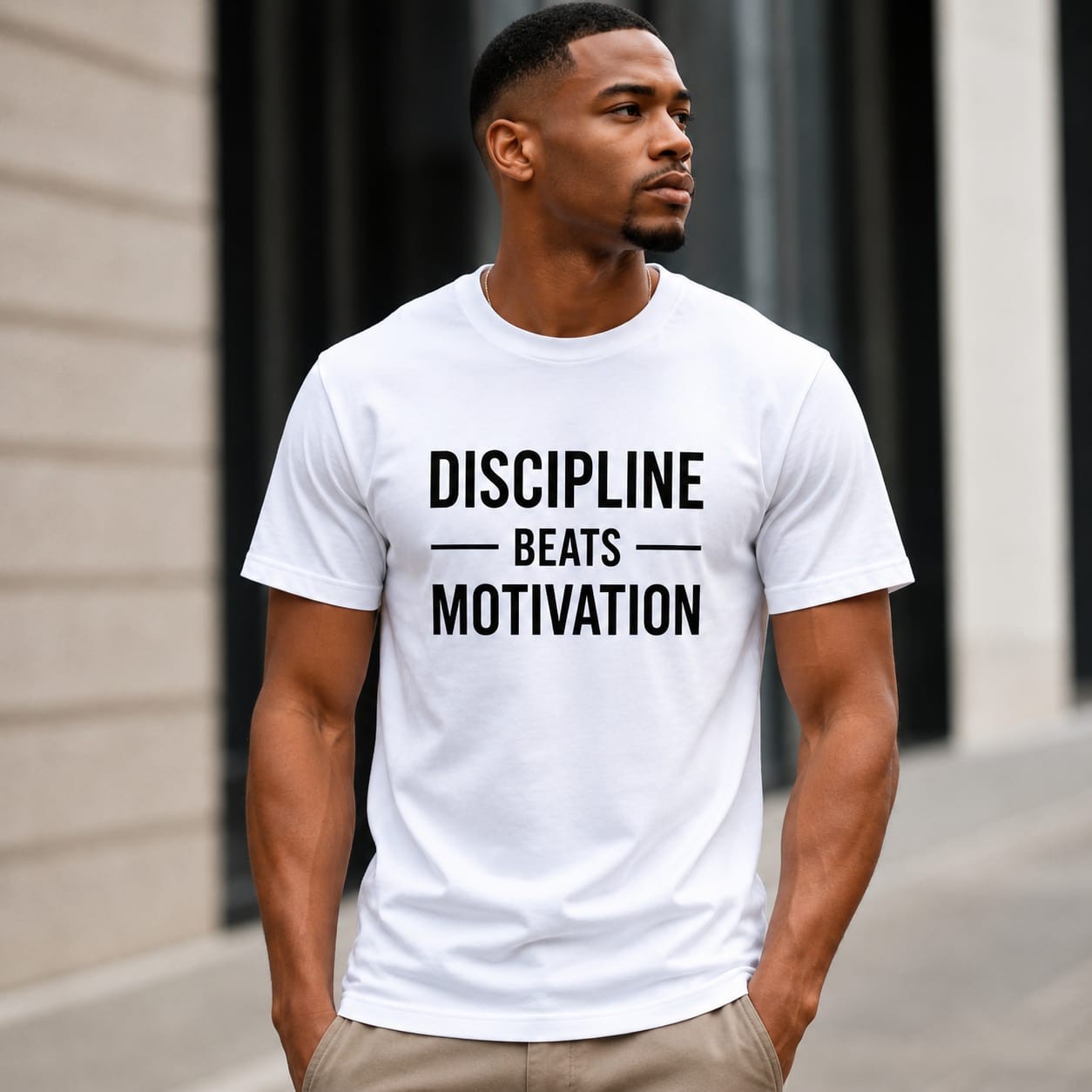 Discipline Beats Motivation Customizable T-Shirt | Motivational Quote Tee