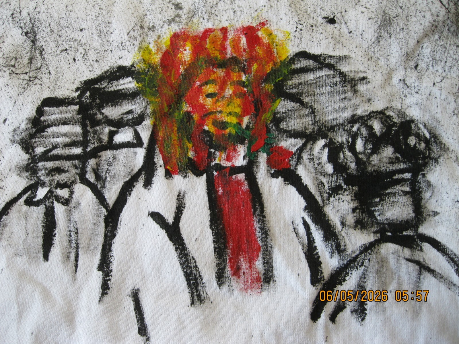 NWOT Bob Marley graphic T-shirt design and Hand Painted SZ MED SHAKA WEAR