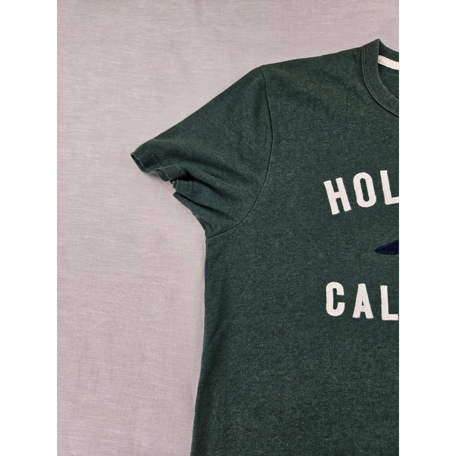 Hollister California Mens M Heather Green Graphic T-Shirt Embroidered Logo