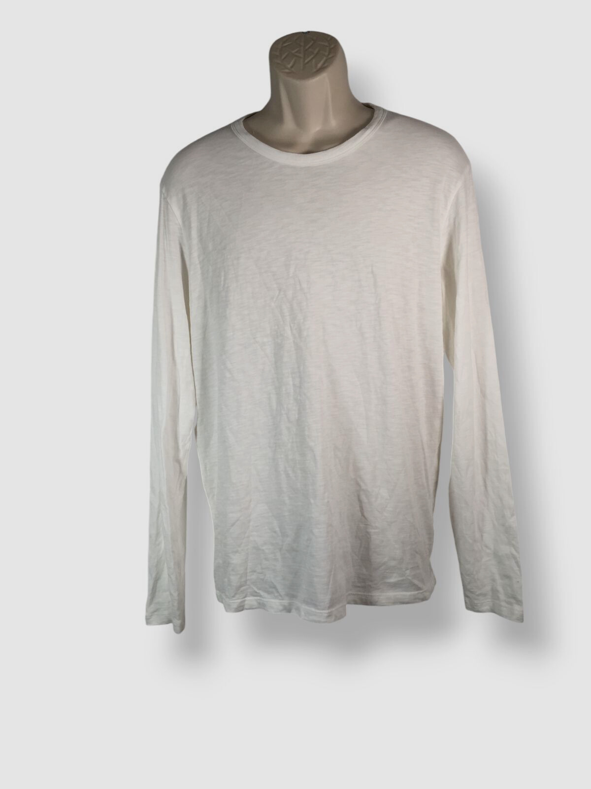 Theory Men&rsquo;s Cosmos Essential White Regular Fit Long-Sleeve T Shirt Size M