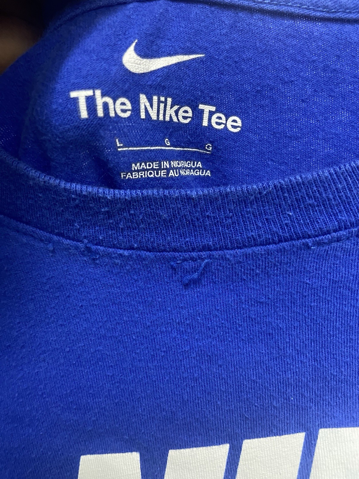 Nike The Nike Tee Men&rsquo;s Blue/White Graphic Logo Crew Neck Short Sleeve T-Shirt L