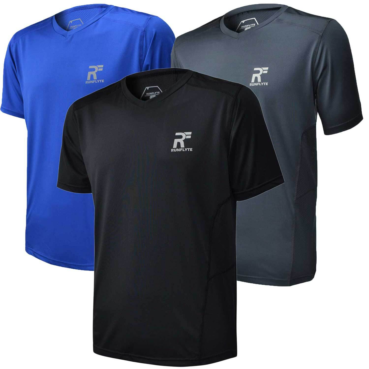 RunFlyte Men&rsquo;s HyperVent V-Neck T-Shirt Athletic Running Gym Workout Yoga