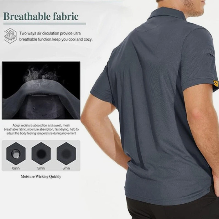 Tactical Casual Men&rsquo;s Short Sleeve Polo T-Shirt Combat Top Shirt Quick Dry Sport