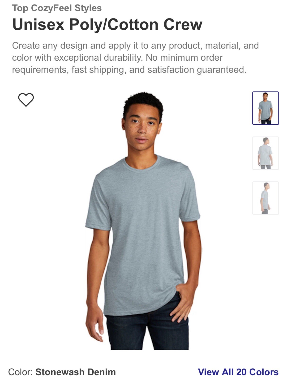 Next Level 6200 Large Stonewash Denim Poly/Cotton Festival Shirt Sub Ready