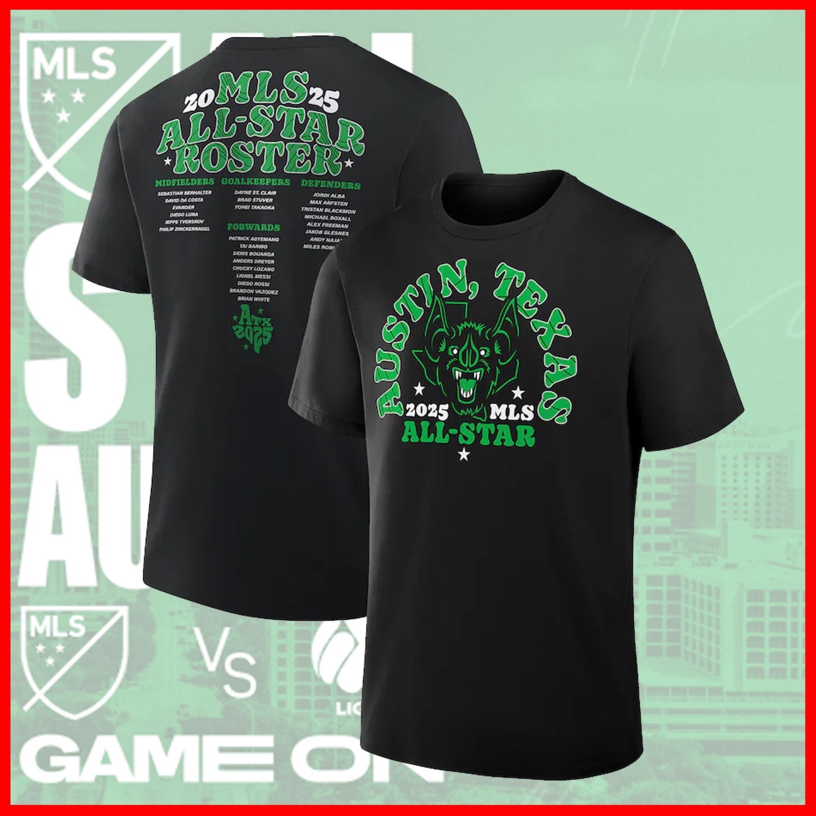 FASTSHIP – 2025 MLS All-Star Game Roster, Bicycle, Kick Austin, Texas All Size