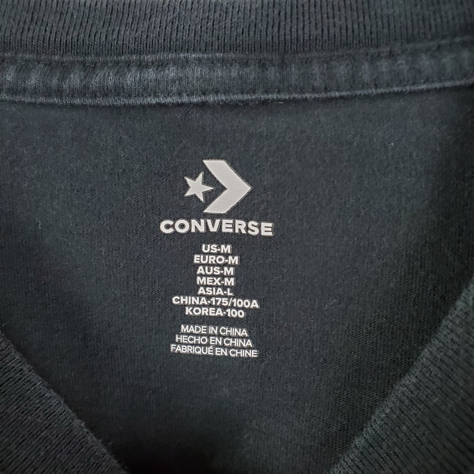 Converse Shirt Mens Medium Black Crew Neck Short Sleeve Graphic Stretch Pullover