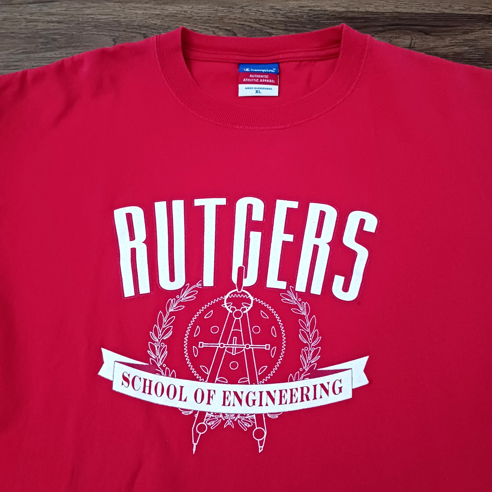 Rutgers Shirt Engineering XL University Champion T-Shirt Scarlet Cotton