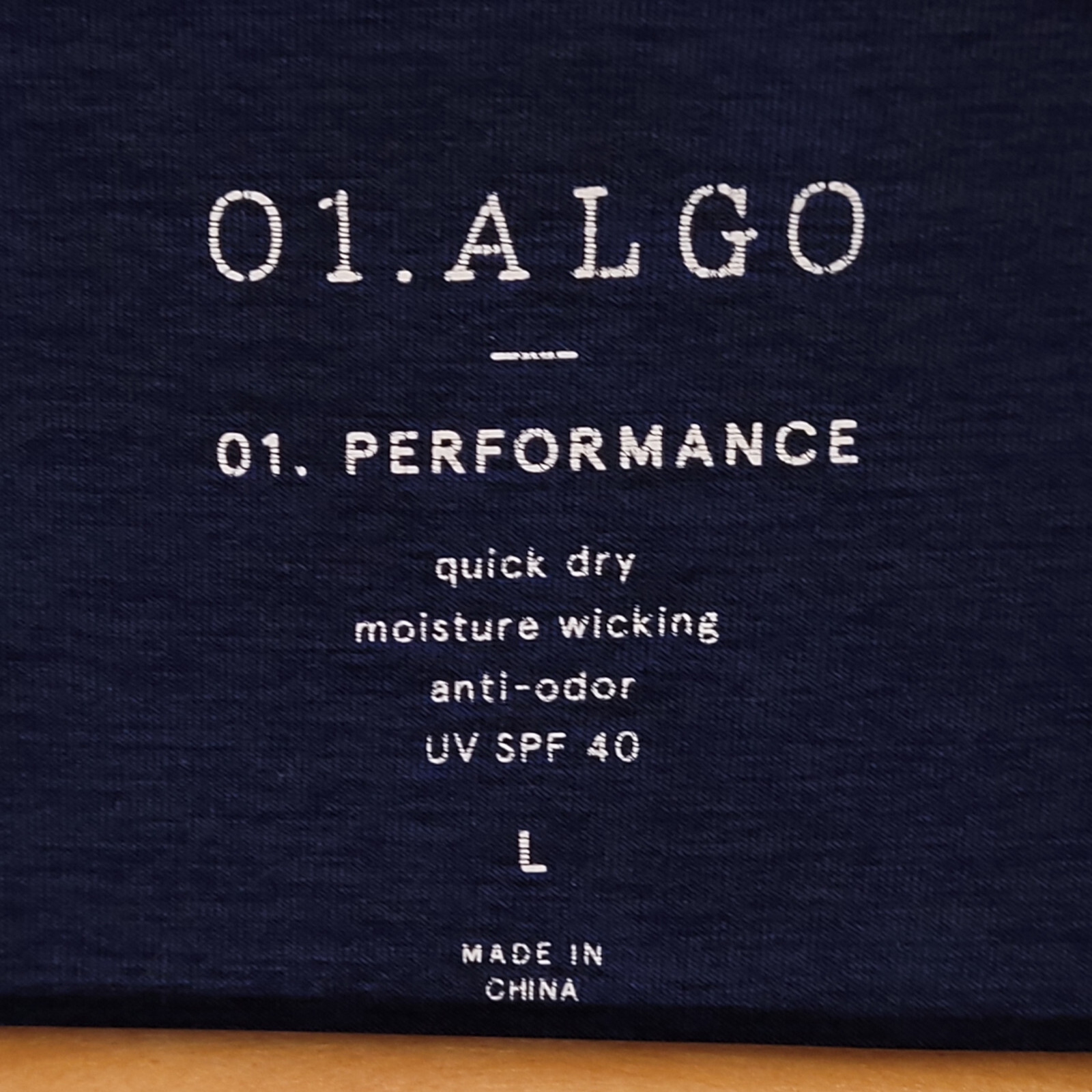 01.Algo Performance Men&rsquo;s L Blue Activewear T-Shirt SPF 40 Quick Dry Anti Odor