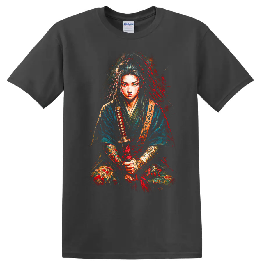 Japanese Warrior T Shirt Samurai Graphic Art Design Tee for Anime Lovers