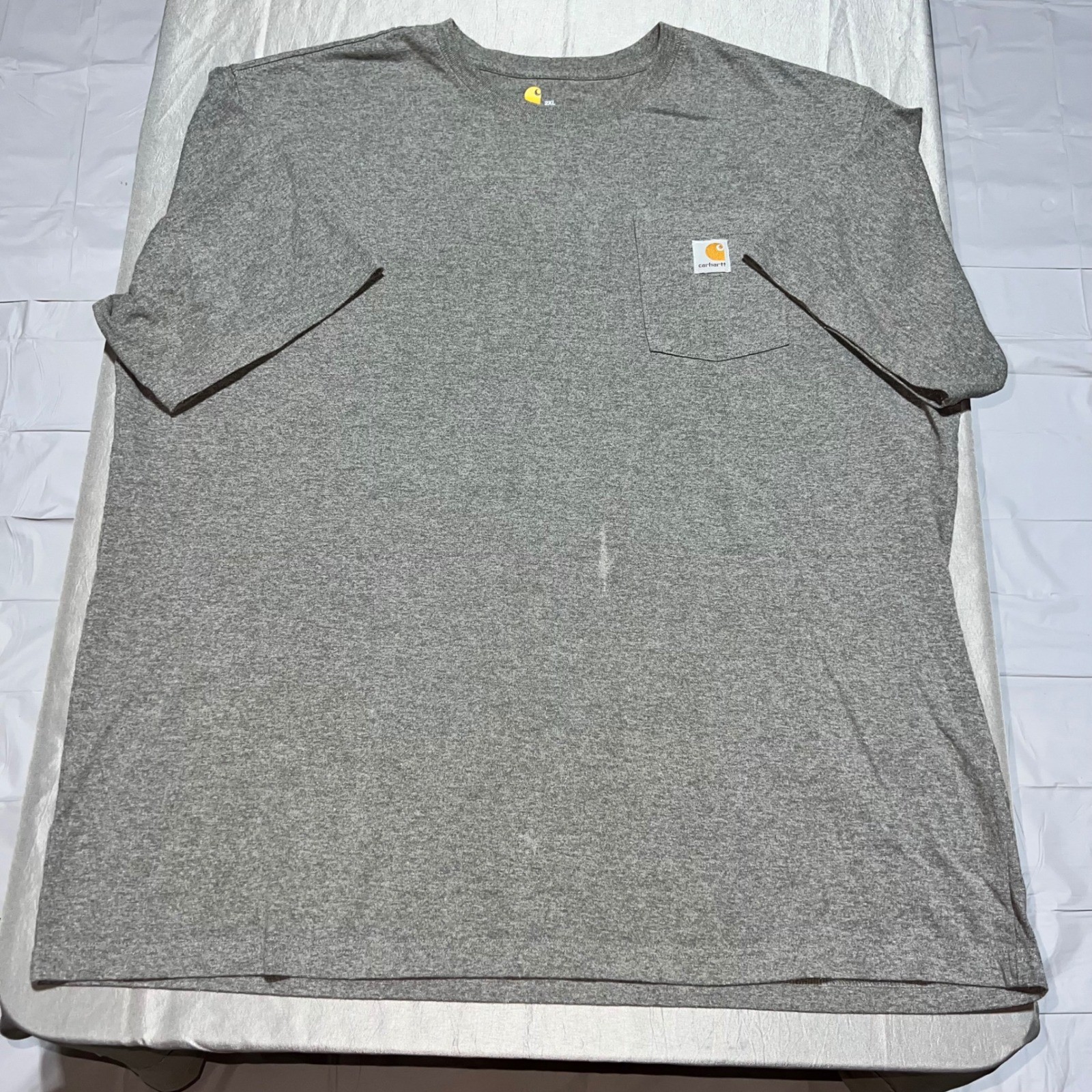 Carhartt Mens K87 Pocket Distressed T-Shirt Heather Gray Original Fit 2XL Logo
