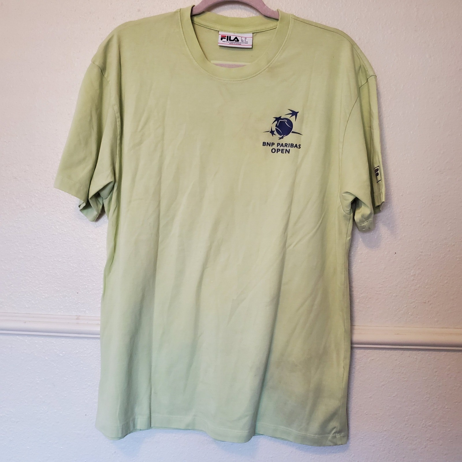 Fila Mens BNP Paribas Open Tennis Tournament Graphic T-Shirt Lime Green Size M