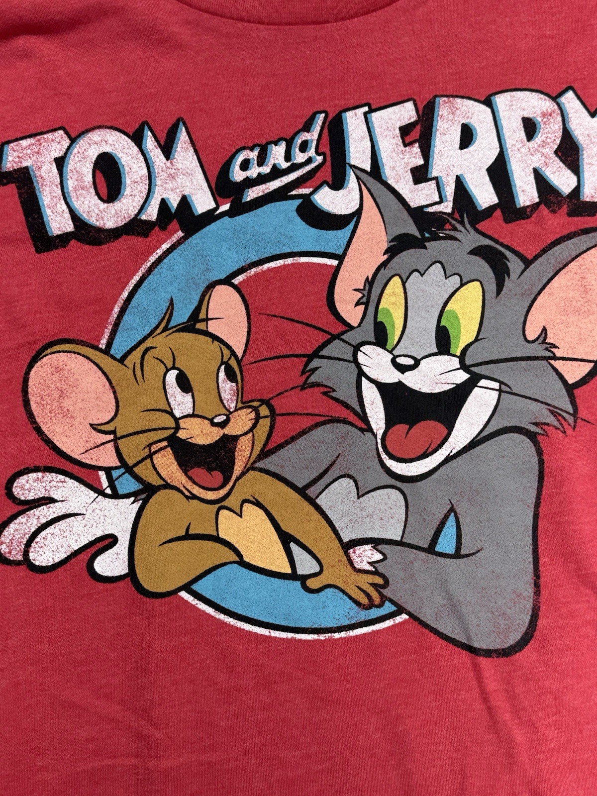 Tom & Jerry Men&rsquo;s Red Graphic TShirts Short Sleeve Cartoon Tee 60/40 Cotton Poly