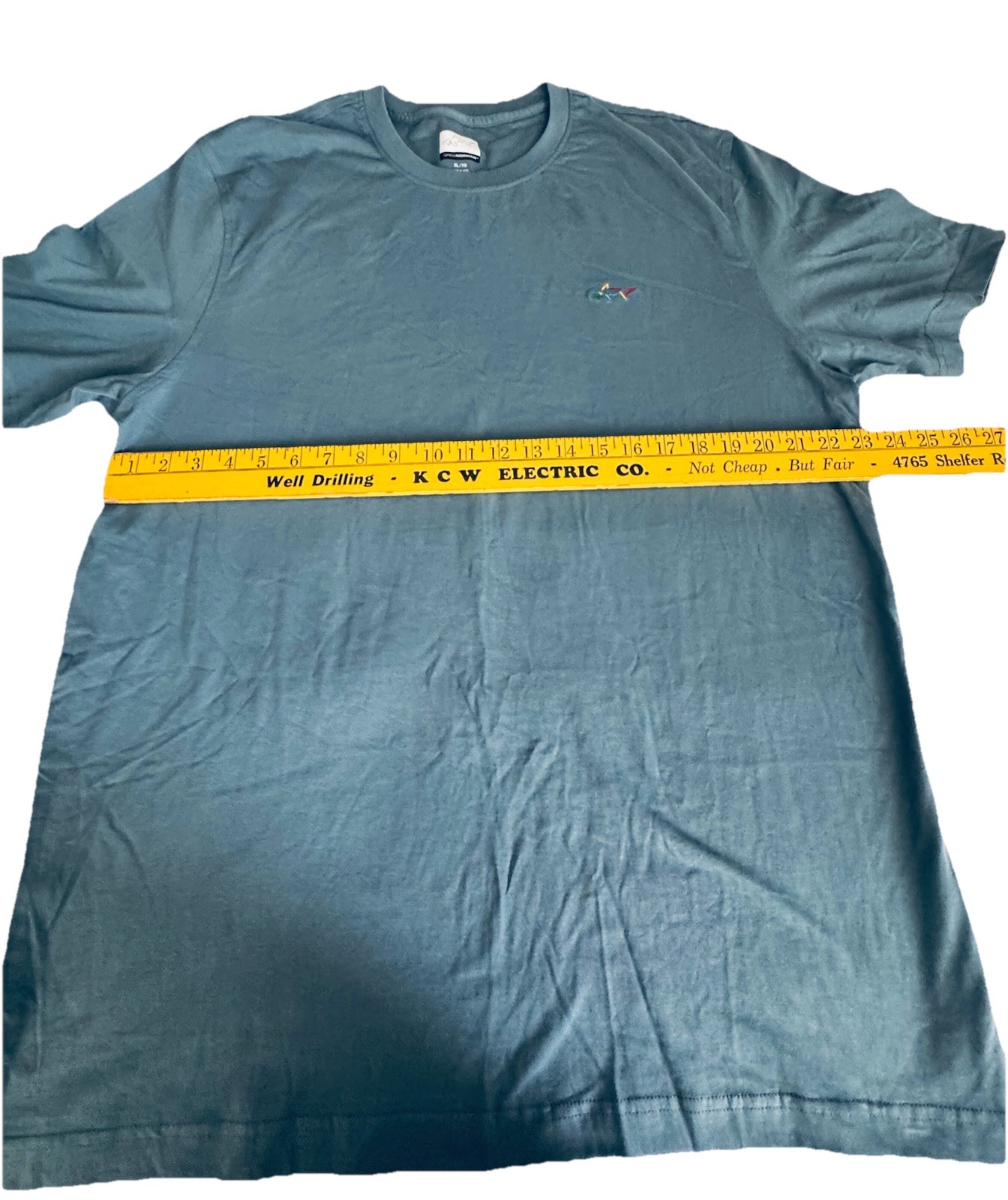 Greg Norman Men XL T-Shirt Blue Gray Cotton Short Sleeve Embroidered Shark Logo