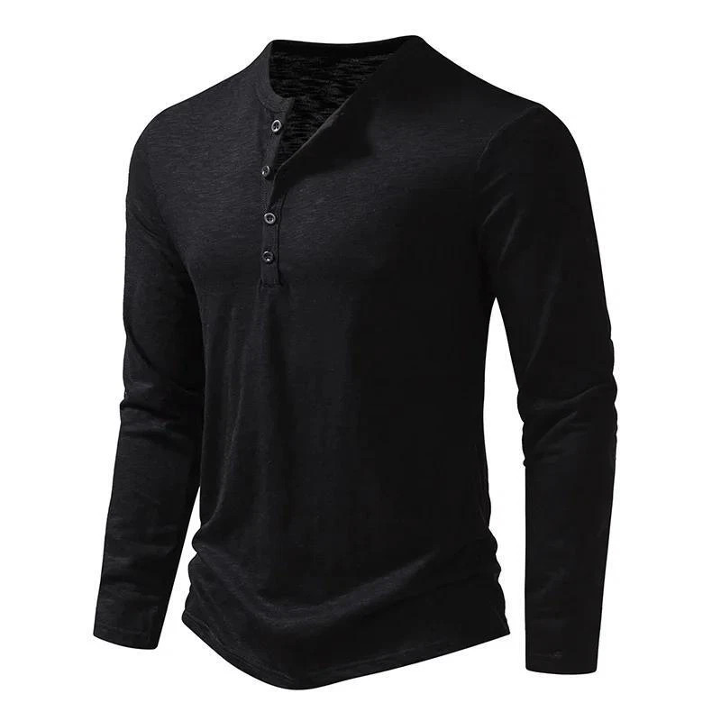 Camisa De Manga Larga Moda Lujo Camiseta Elegante Algodón Cuello V Para Hombres