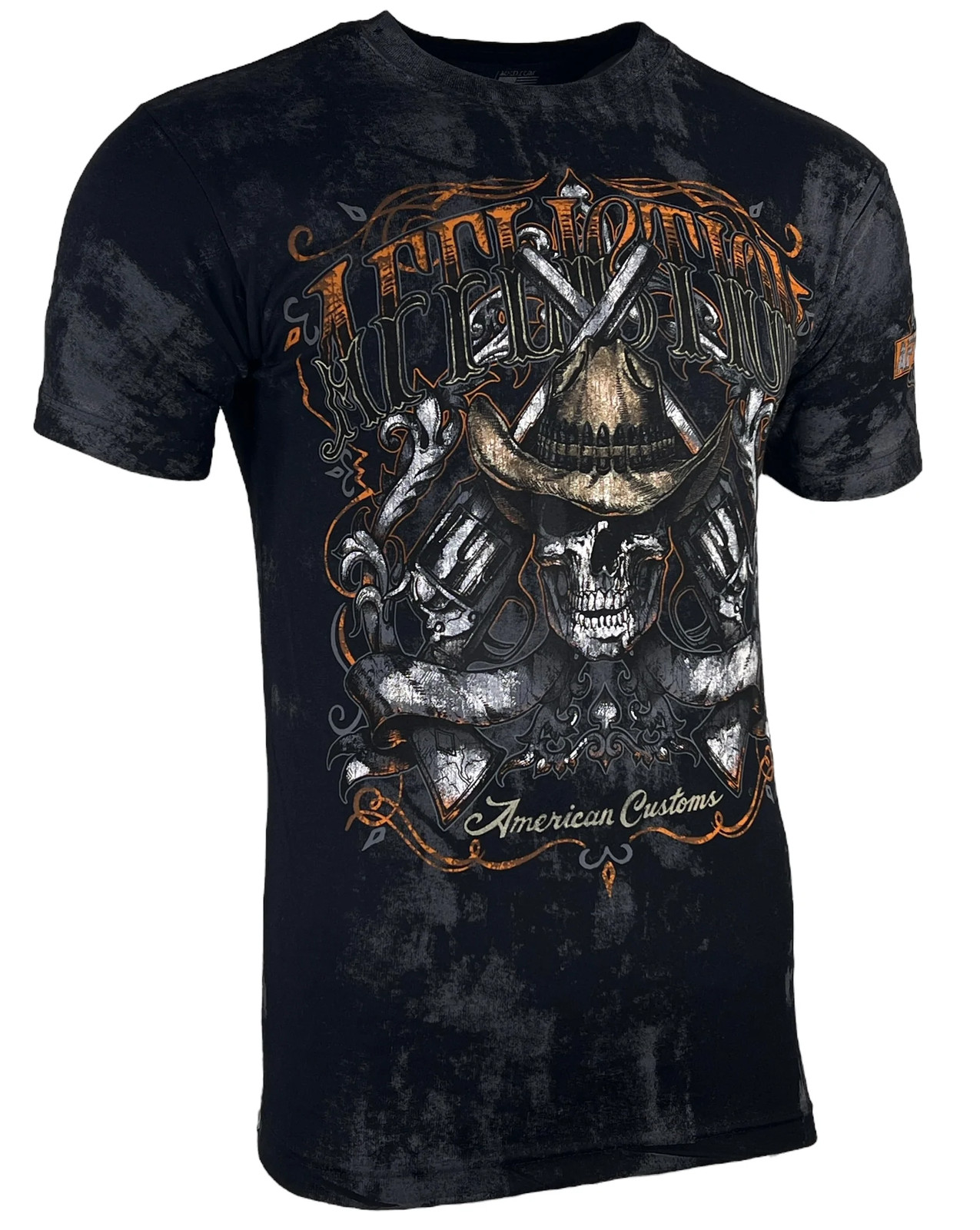 Affliction Men&rsquo;s T-Shirt AC OUTBACK Skull Biker Black Tattoo S-5XL