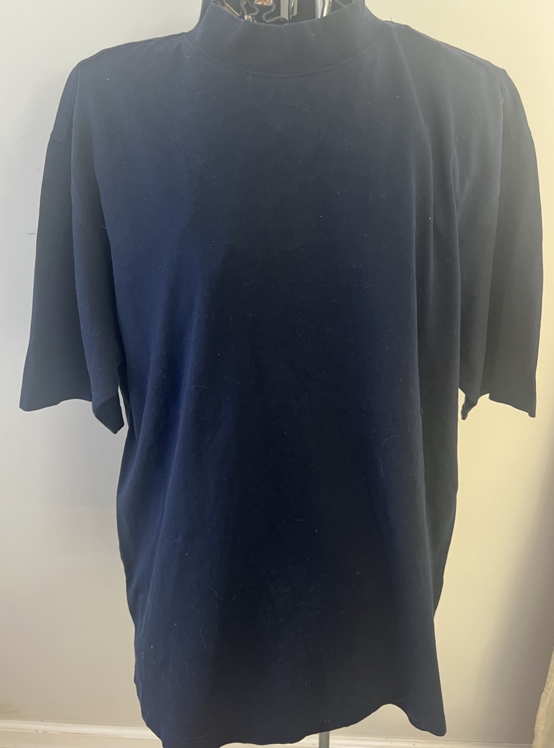 VTG Men’s Slazenger Mock Neck T- Shirt Navy Mecerized Cotton Spandex L NEW Golf