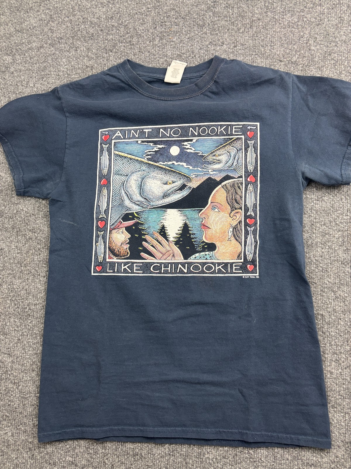 VNTG Ray Troll Gildan Shirt Mens S Ain&rsquo;t No Nookie Chinookie Graphic Tee 1988
