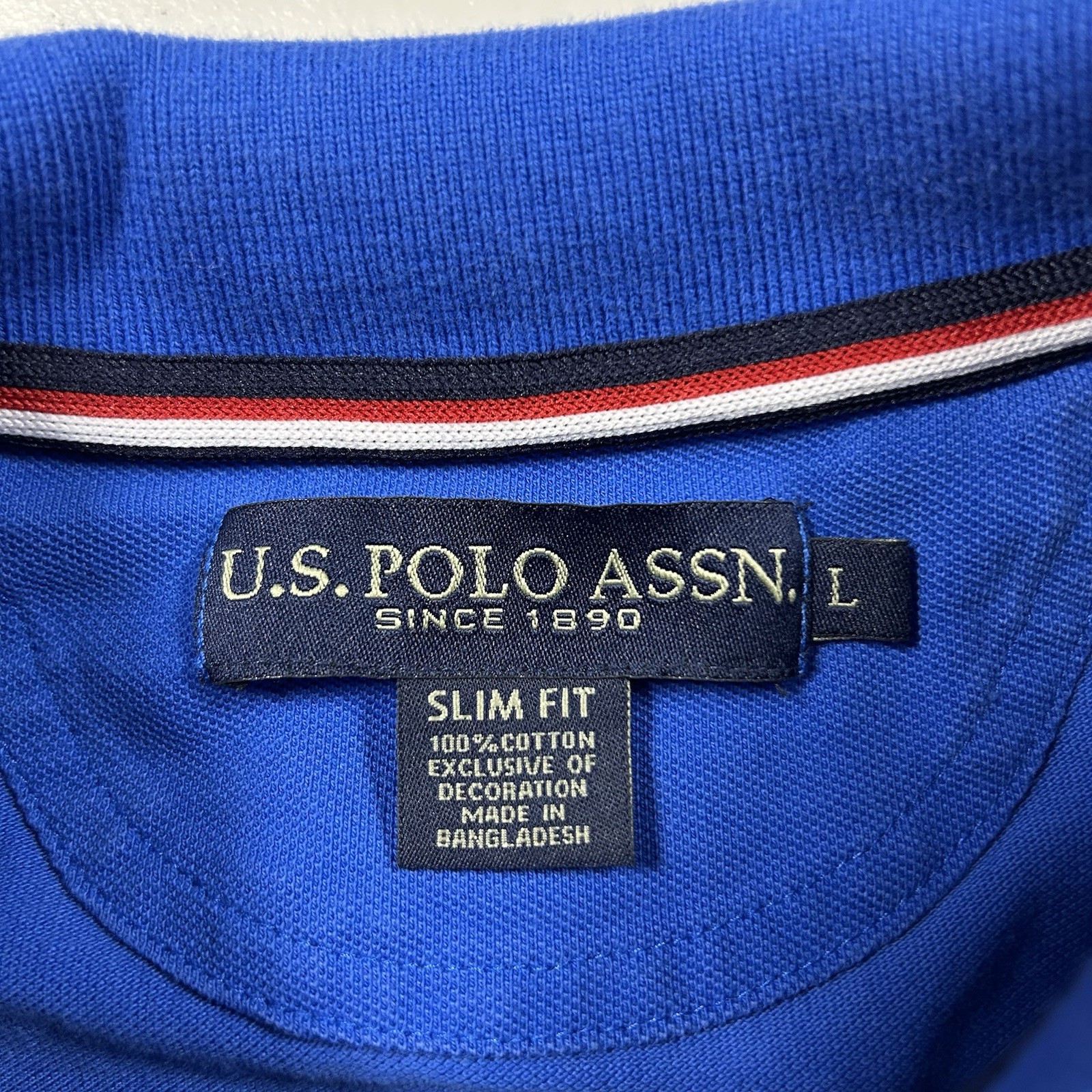 y2k US Polo Assn. USPA Blue Polo Shirt Men&rsquo;s Size L Preppy Streetwear Big Pony