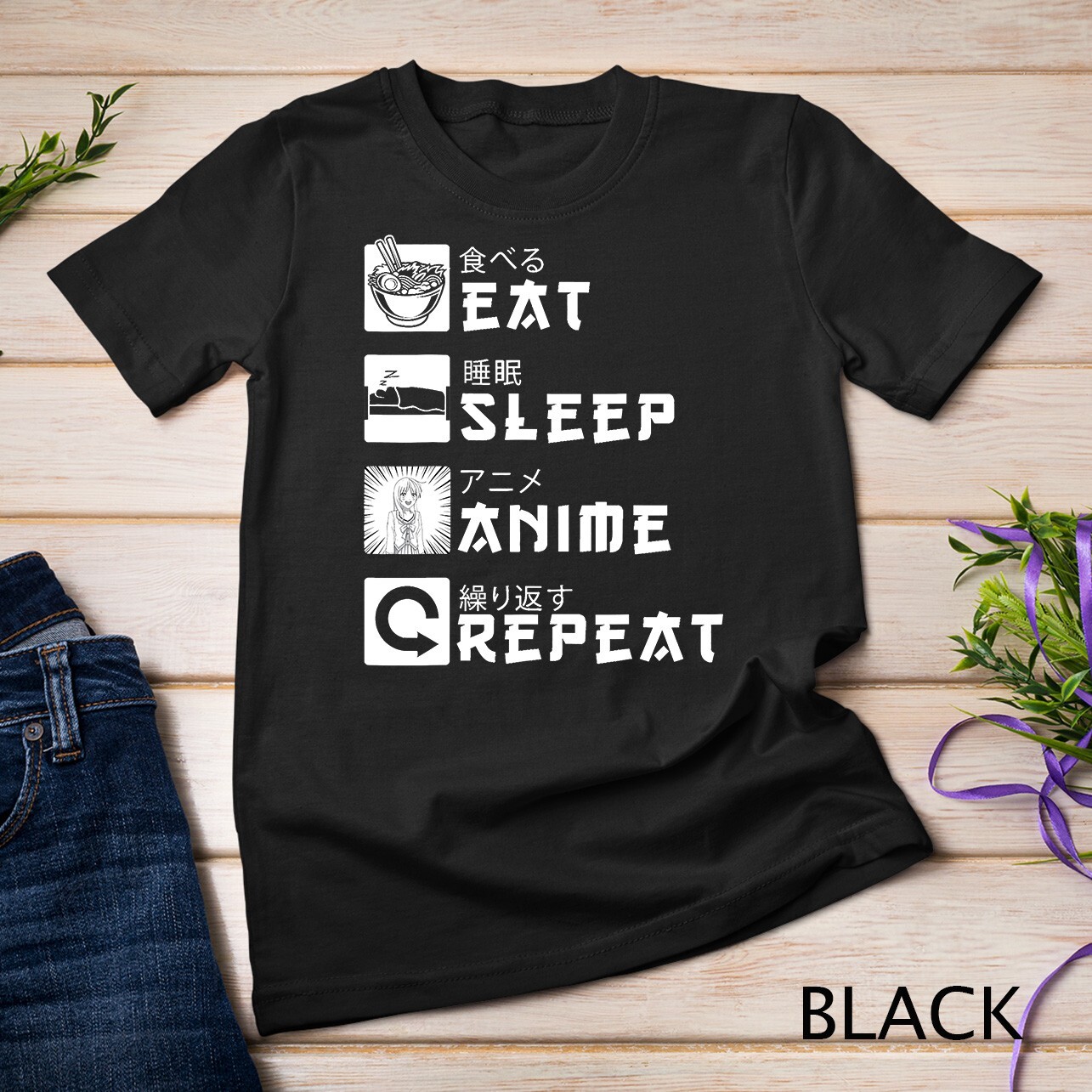 Eat Sleep Anime Repeat Japanese Manga Lover Cosplay Gift T-Shirt Unisex T-shirt