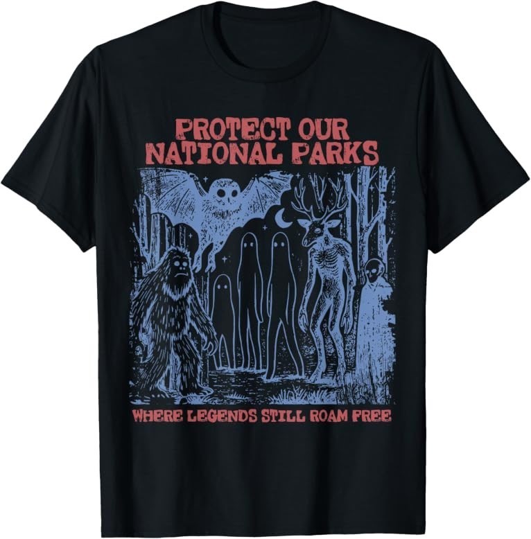 Protect Our National Parks Mothman Cryptid Weirdcore Horror T-Shirt