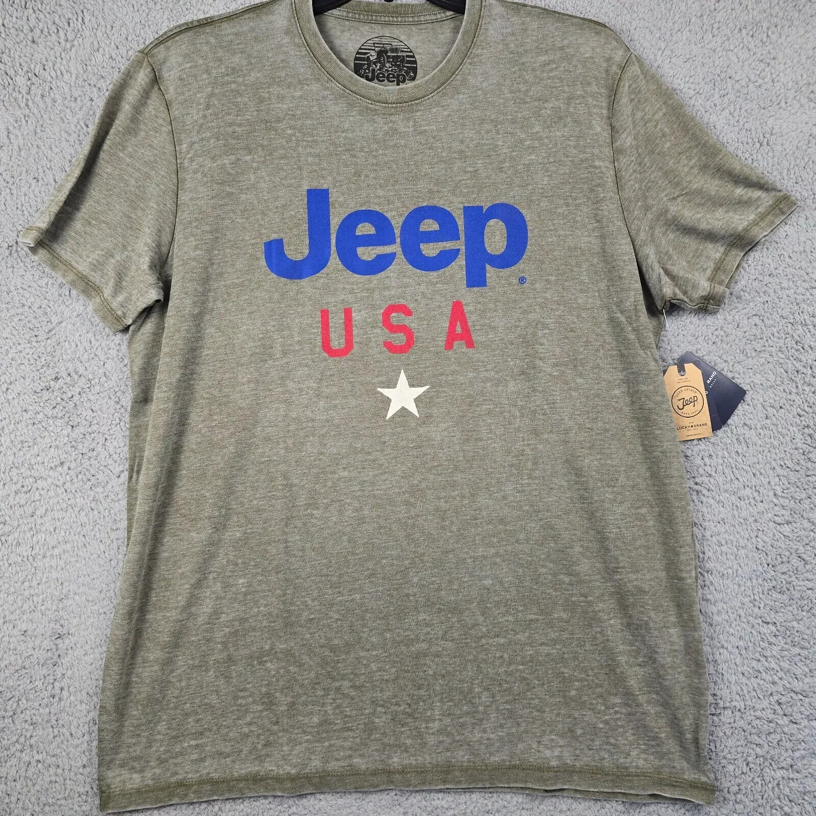 Lucky Brand Jeep Shirt Mens Large Gray Classic USA Classic Soft Outdoors NWT B