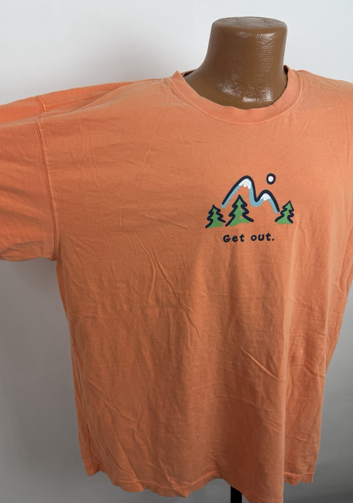 Life Is Good Shirt Mens XL Orange Short Sleeve T-shirt Mountain Climbing Hiking