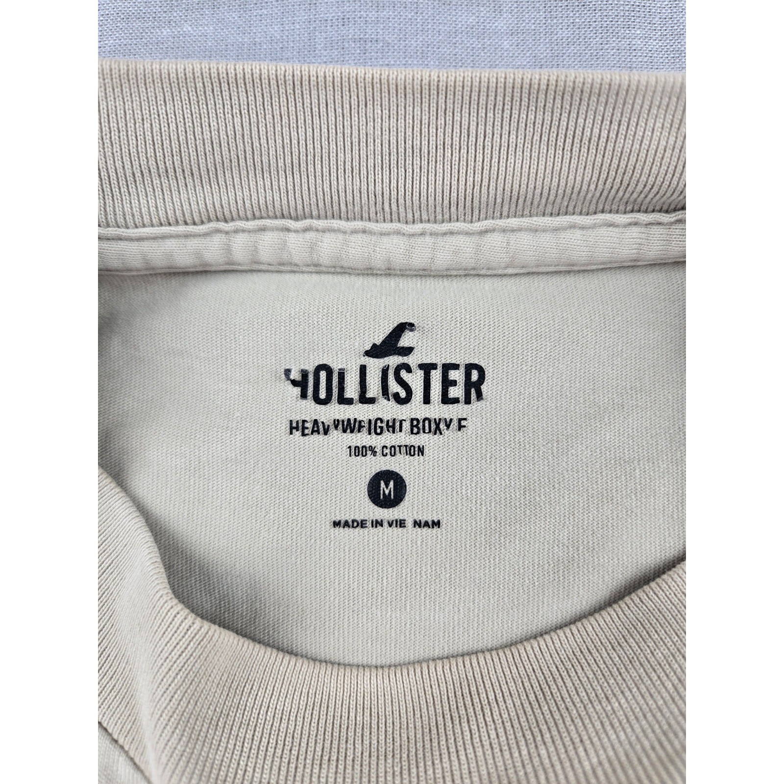 Hollister Mens Heavyweight Boxy Tee Tan Ocean View Cafe Half Moon Bay Graphic M