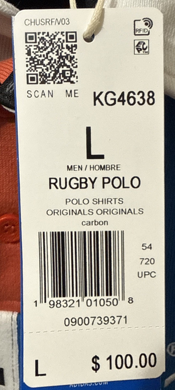 Adidas KG4638 Originals Rugby Polo Men&rsquo;s Shirt Size Large
