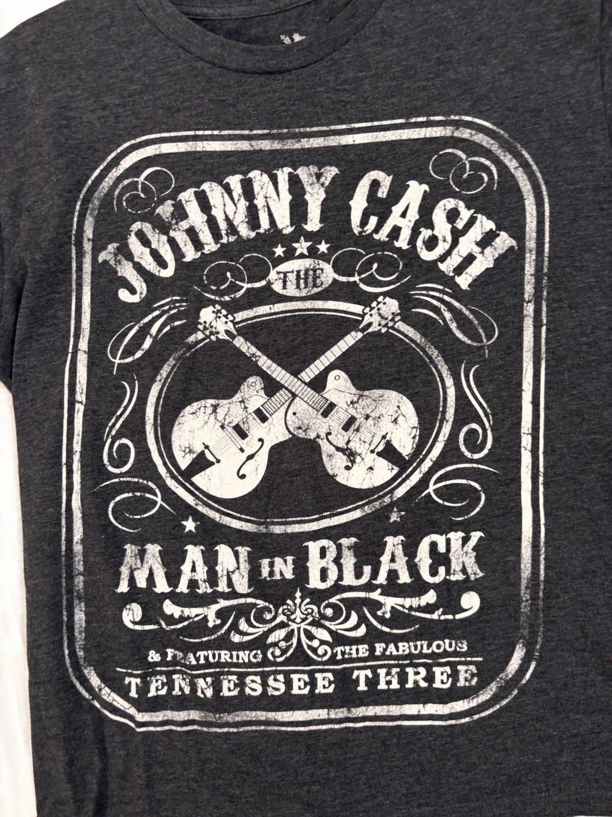 Johnny Cash Man In Black T Shirt Medium Gray Graphic Country Music Tee