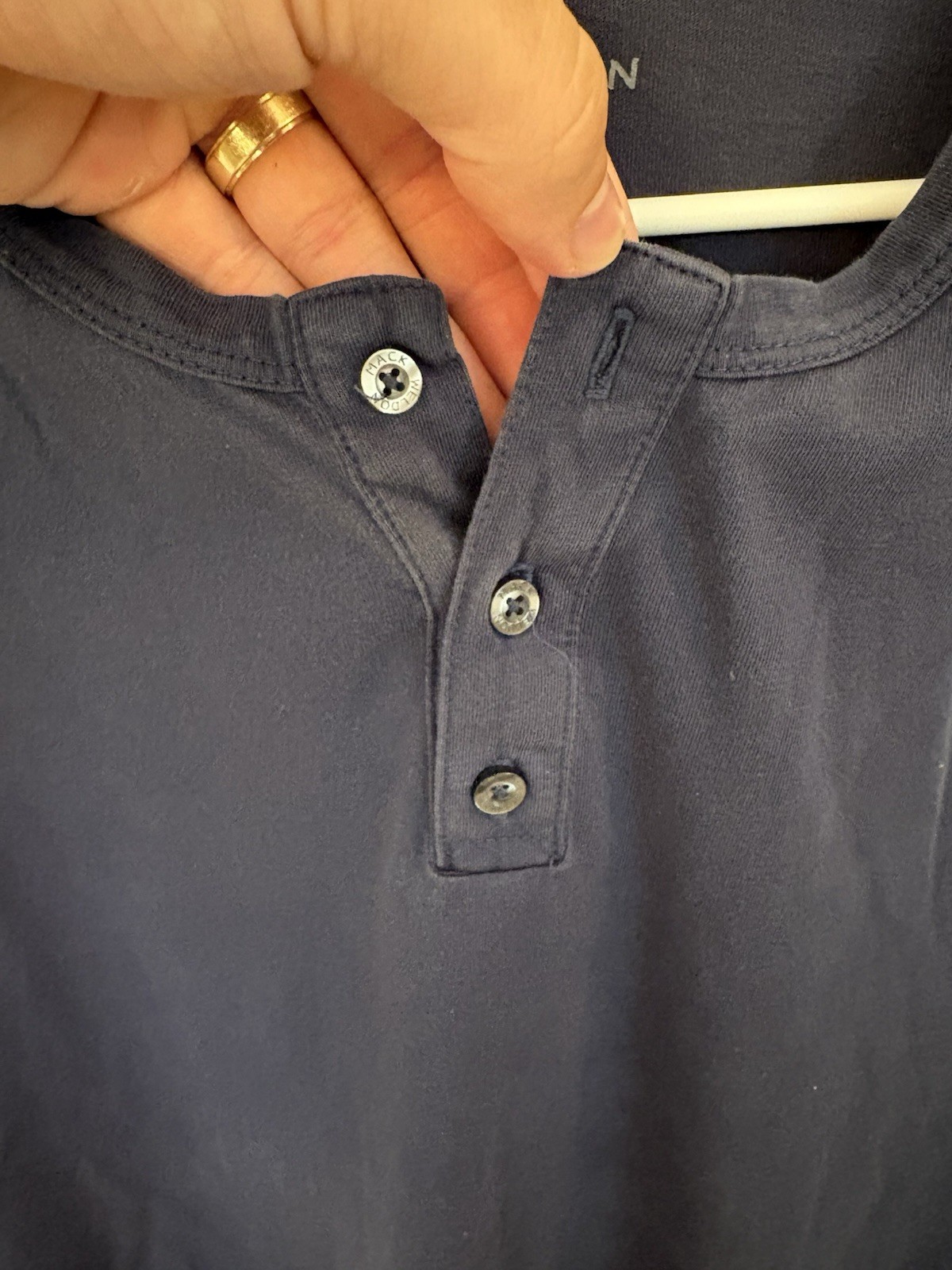 Mack Weldon Henley Mens Medium Navy Blue Long Sleeve 100% Pima Cotton
