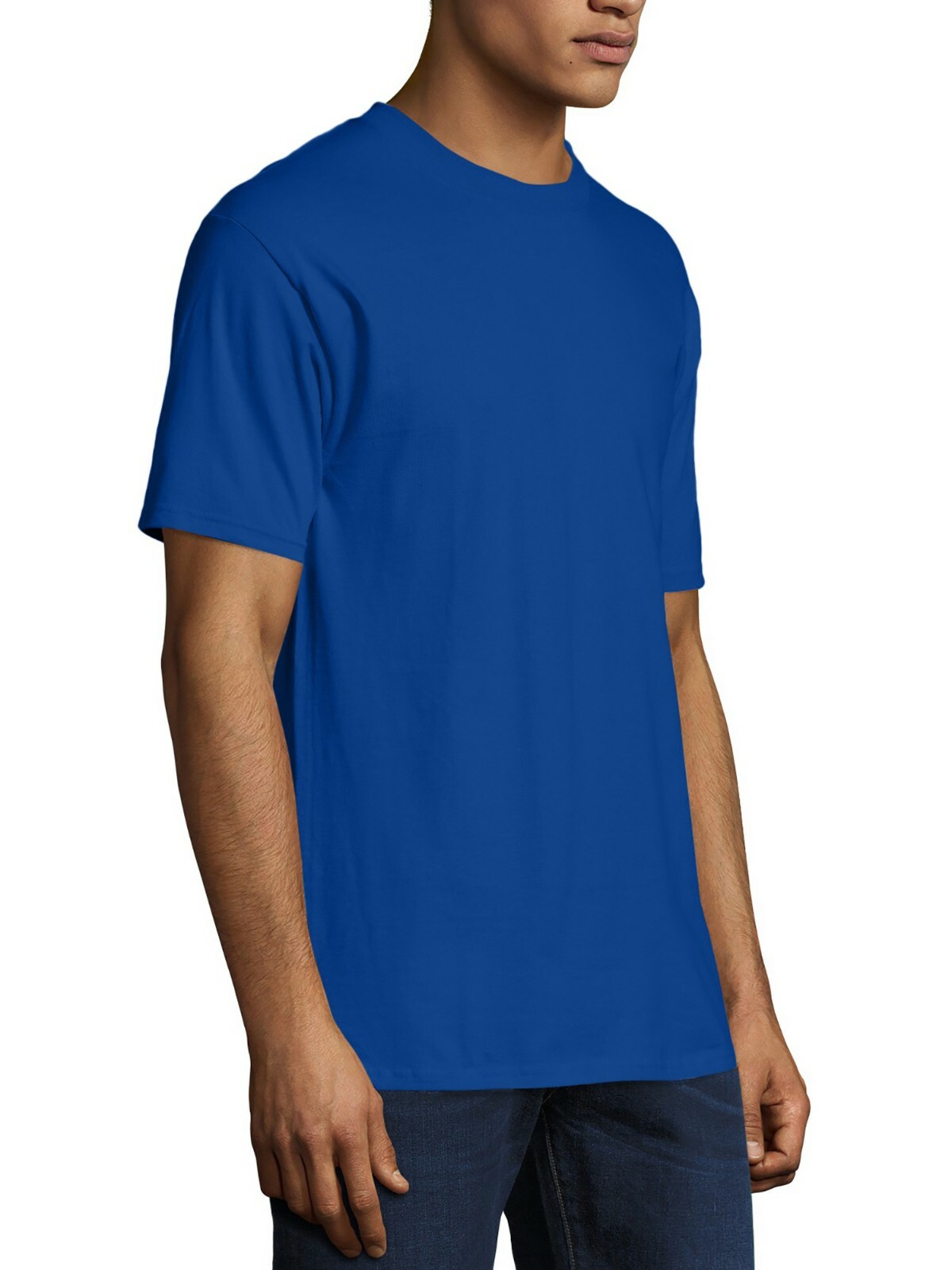 Hanes Beefy-T Men&rsquo;s Royal Blue Crewneck Short-Sleeve T-Shirt Size 42-44 LT