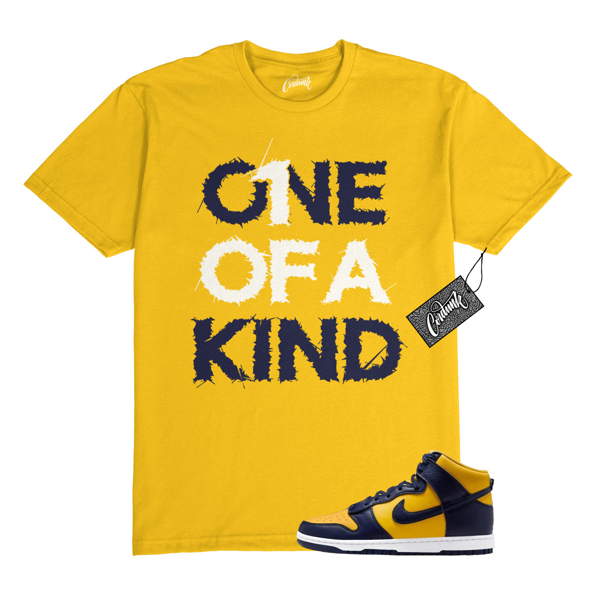 Dunk Michigan 2025 Varsity Maize Yellow Midnight Navy T Shirt Match 1OAK