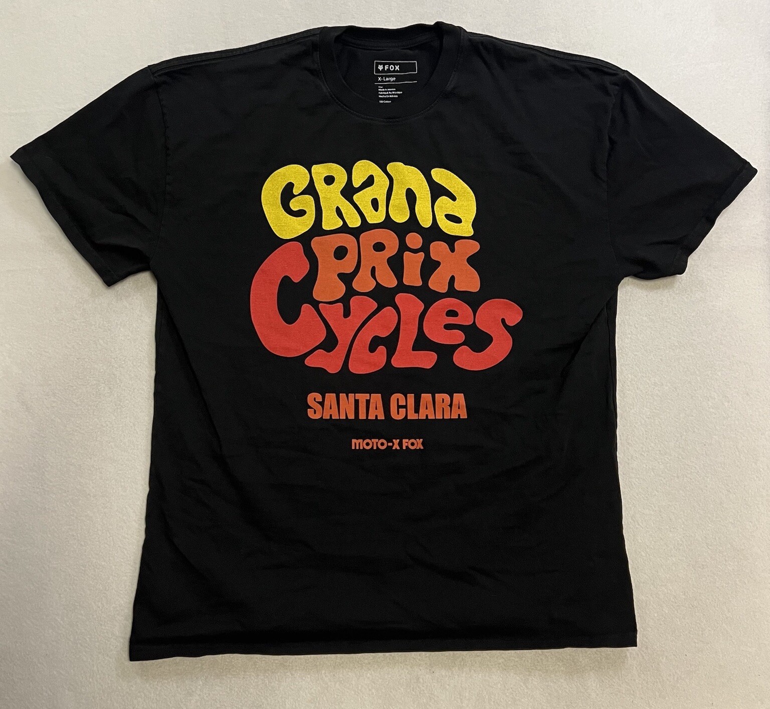 Fox Racing T-Shirt Mens XL Black Motocross BMX Grand Prix Cycles Santa Clara Tee