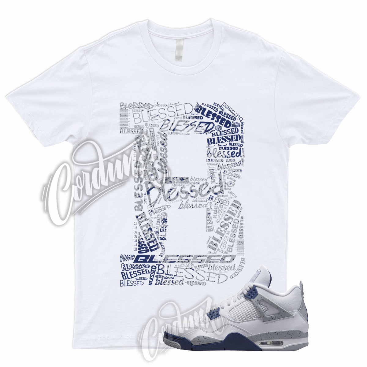 BLESSED T Shirt for 4 Retro White Midnight Navy Georgetown Light Smoke Grey Red