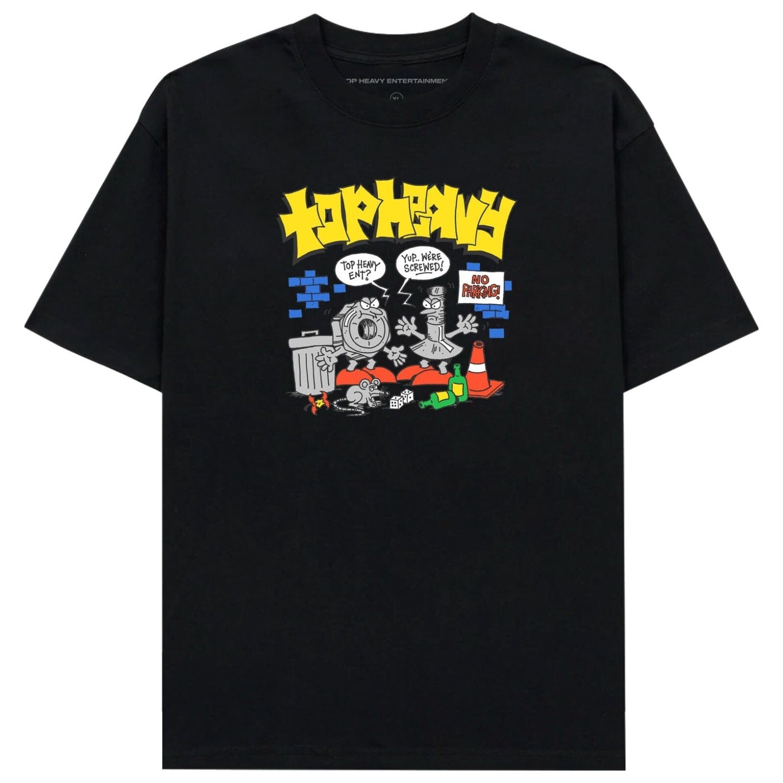 Brand New Mens Top Heavy Screwed T-shirt Black