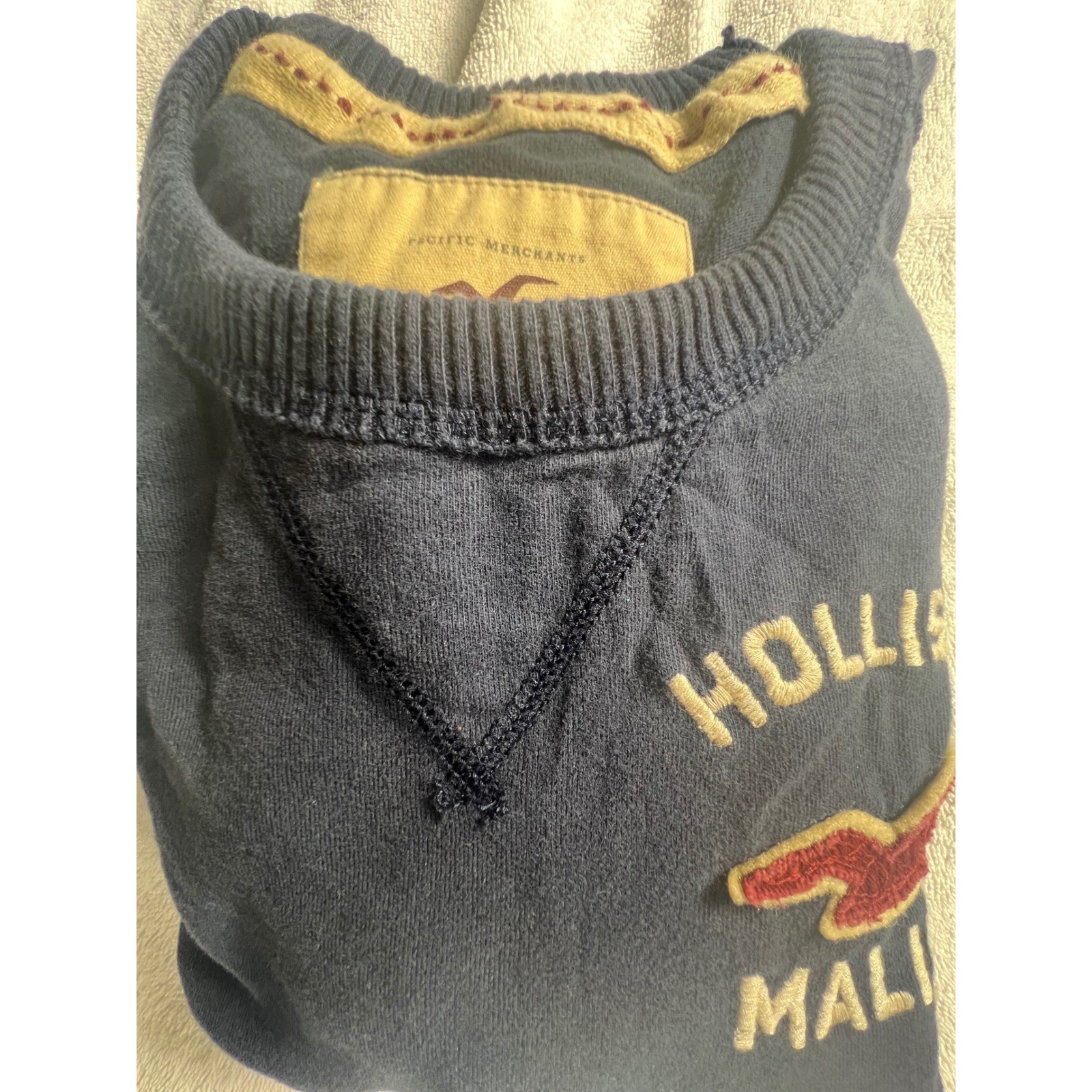 Hollister Malibu Mens Navy Blue Long Sleeve Graphic Shirt Medium