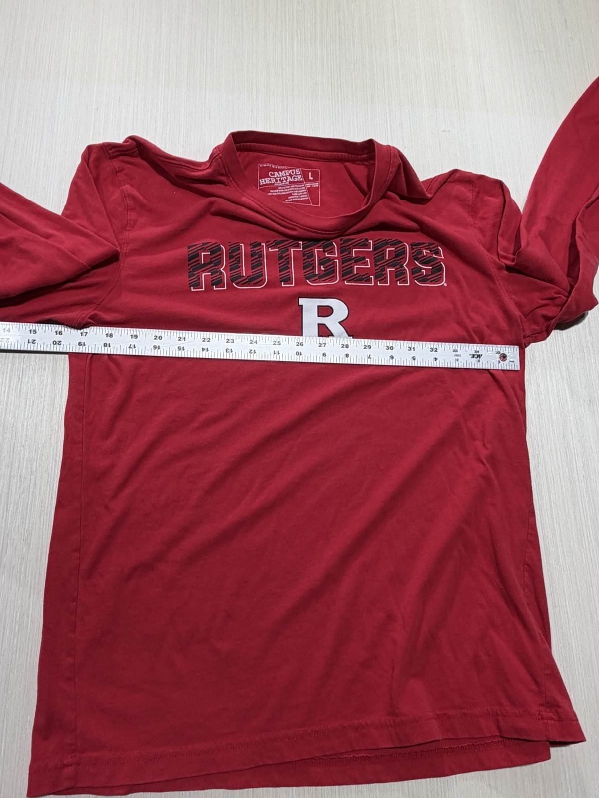 Rutgers Scarlet Knights Campus Heritage Red T-Shirt Long Sleeve Top L Red 740