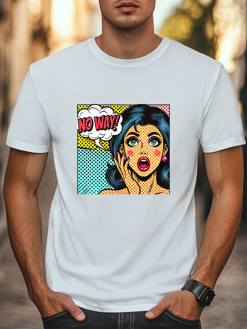 Retro Pop Art T-Shirt « No Way! » Colorful Comic Style Men Women Unisex T-Shirt