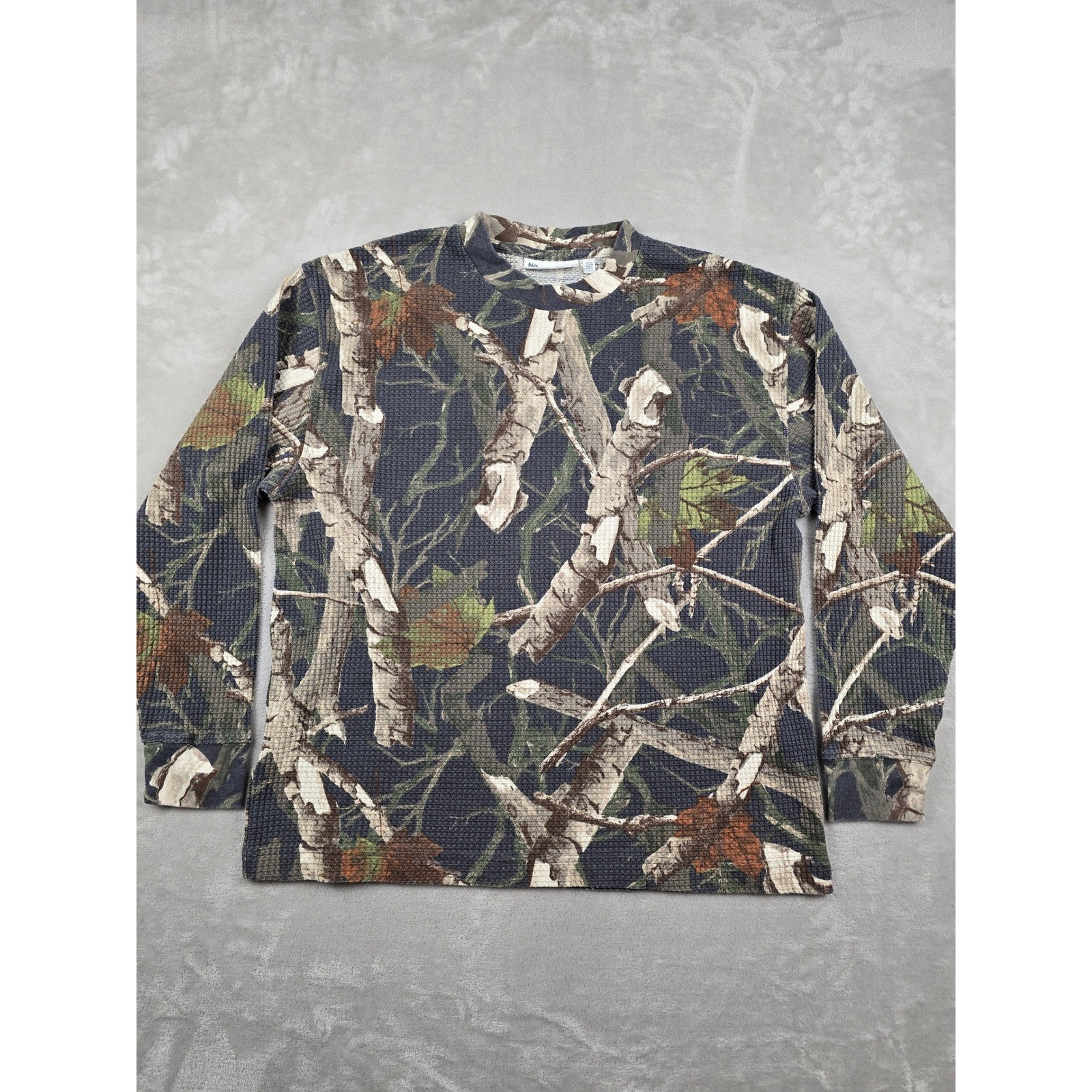 No Boundaries Thermal Shirt Mens Large Camo Waffle Knit Long Sleeve Tee