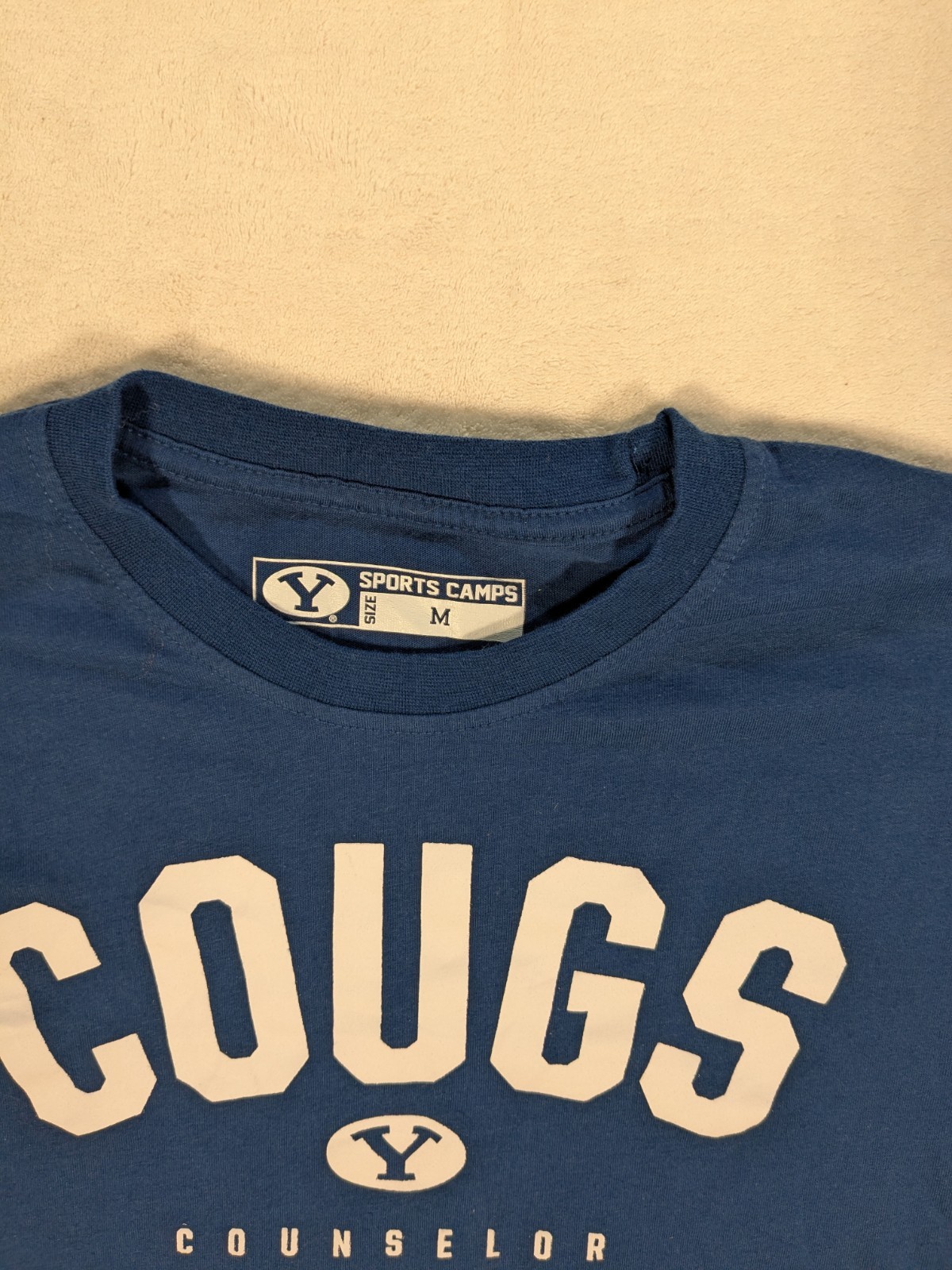 BYU Cougars T-shirt M Blue Sports Camp Counselor Sponsors Chick-fil-A on back
