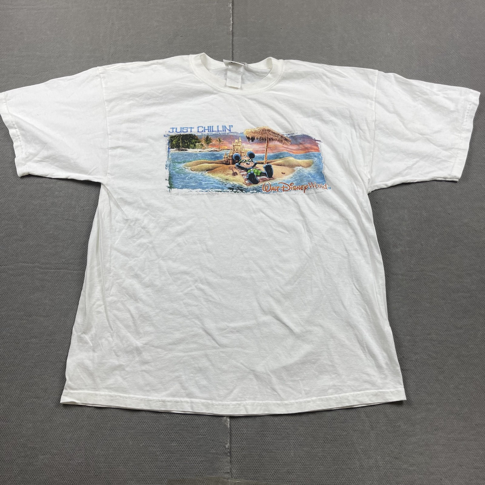 Vintage Disney Shirt Mens Extra Large White Just Chillin Mickey Mouse Tee 90s
