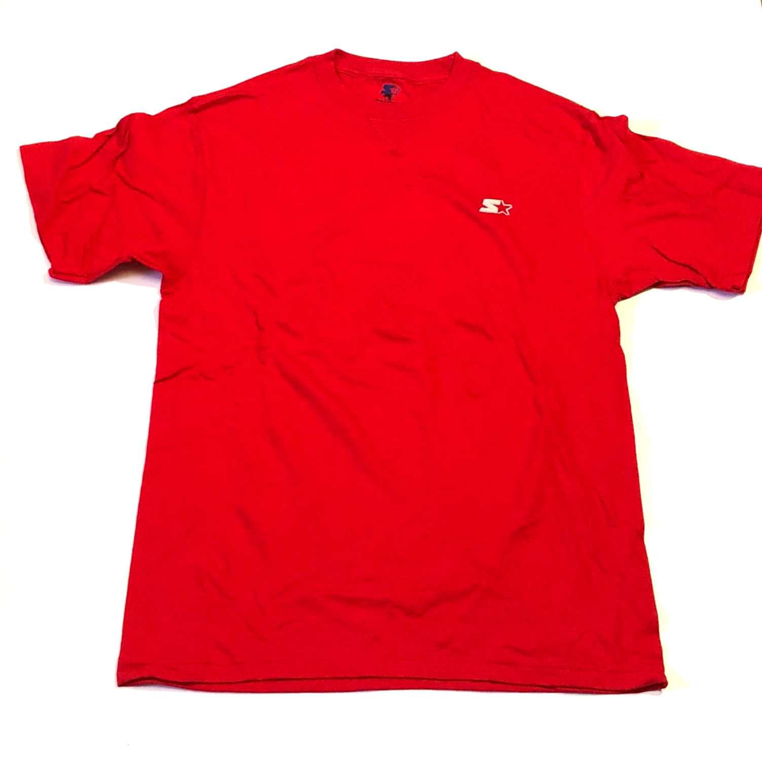 2 New Starter Men&rsquo;s Solid Red Short Sleeve T-shirt-Size Small-100% Cotton