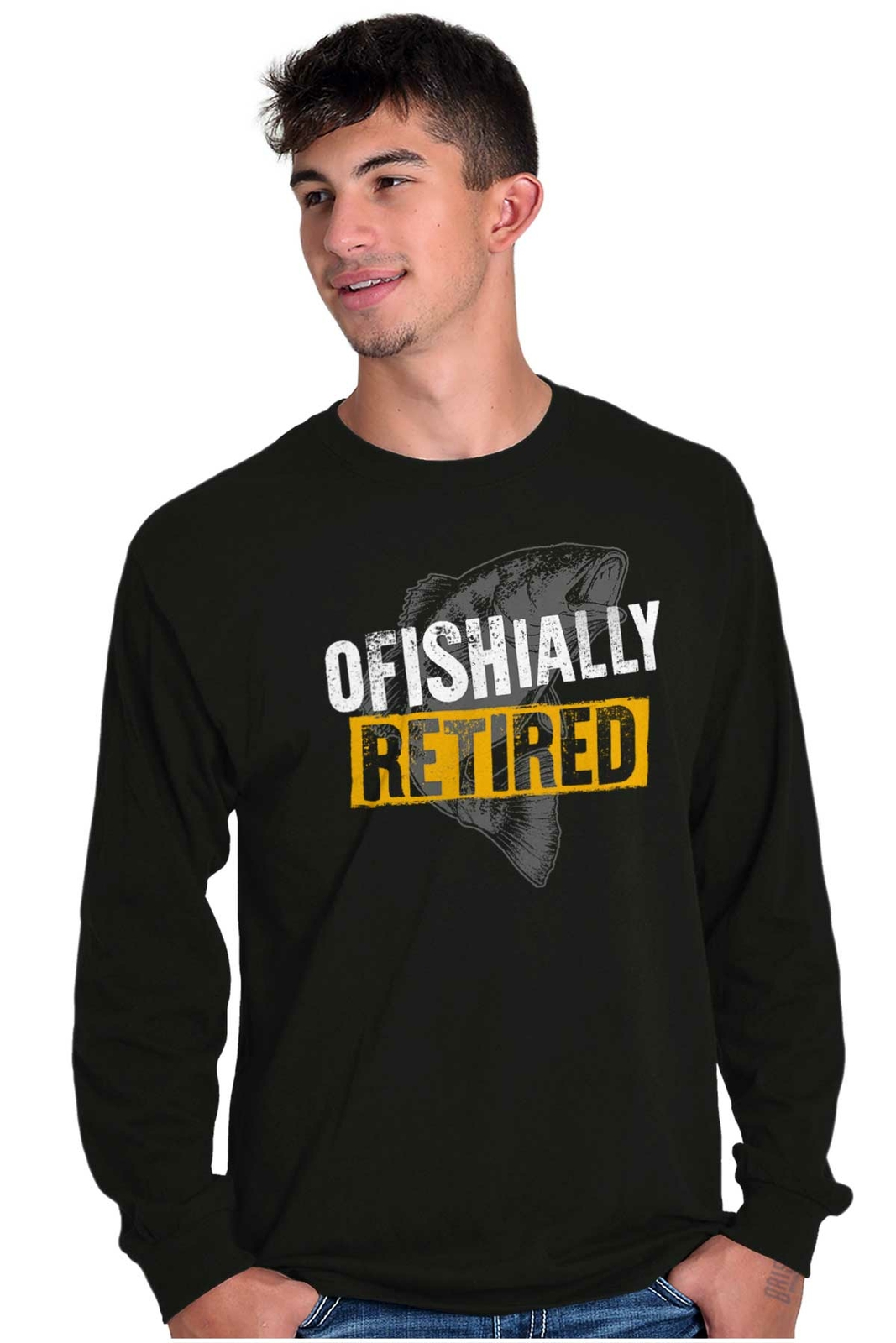 Fishermen Officially Retired Retirement Gift Long Sleeve Tshirt for Men or Women