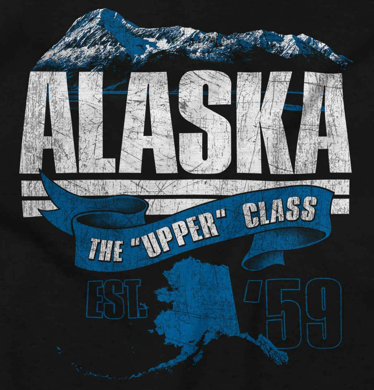 Alaska Upper Class AK State Map Vacation Long Sleeve Tshirt Tee for Adults