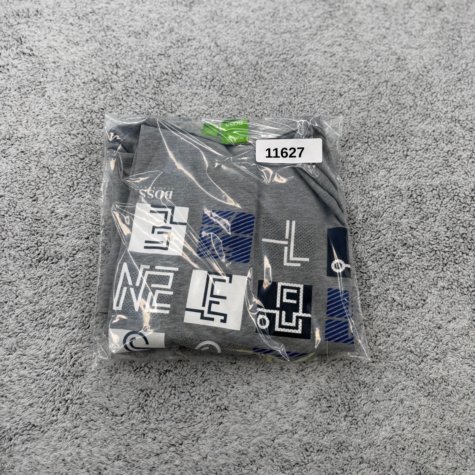 Hugo Boss Shirt Men Large Gray Short Sleeve Logo Grid Spellout Crewneck Tee Y2K